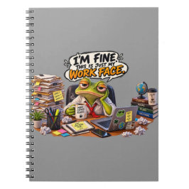 Cuaderno en espiral divertido de rana en el trabaj