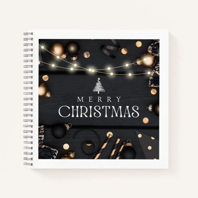 Cuaderno en espiral Elegante Navidad negro (Anverso)