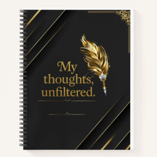 Cuaderno en espiral elegante negro y dorado.