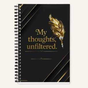 Cuaderno en espiral elegante negro y dorado.