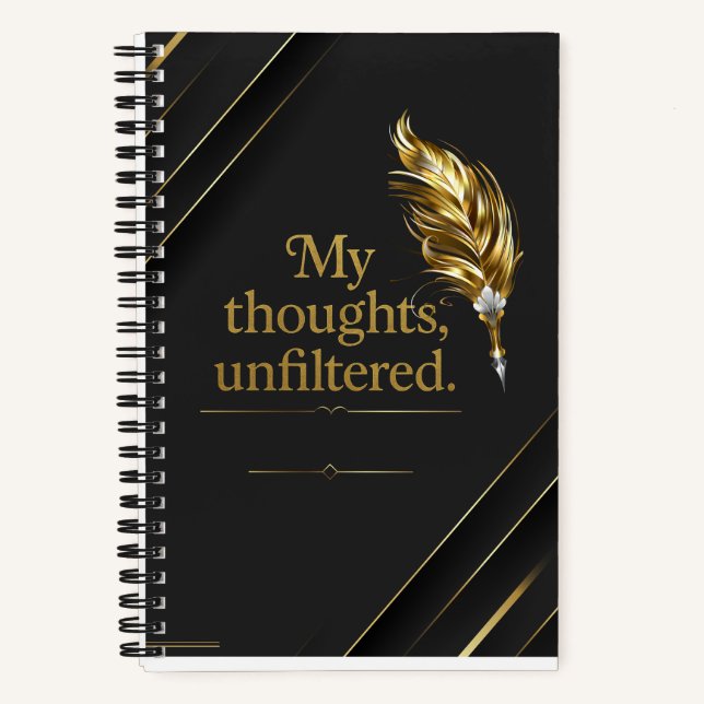 Cuaderno en espiral elegante negro y dorado. (Anverso)