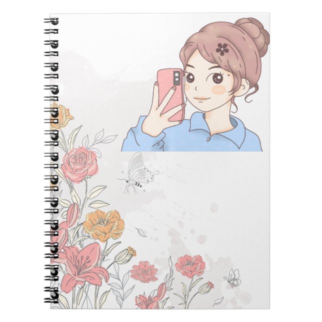 Cuaderno en espiral encantador para niñas: (Frente)