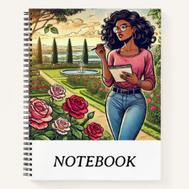 Cuaderno en espiral Escritor en un jardín de rosas