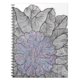 Cuaderno en espiral floral abstracto dibujado a ma
