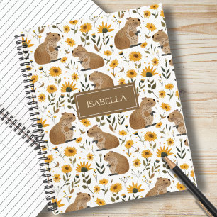 Cuaderno en espiral floral de carpincho lindo