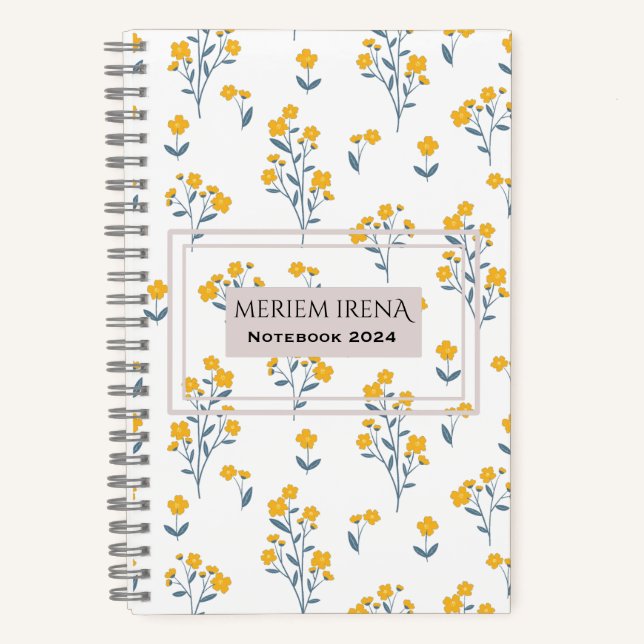 Cuaderno en espiral floral elegante chic cool (Anverso)
