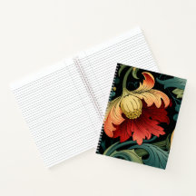 Cuaderno en espiral - Floral Rojo Art Nouveau