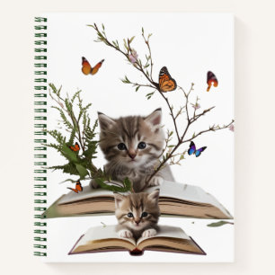 Cuaderno en espiral gatito libresco encantado