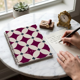 Cuaderno en espiral geométrico de ciruela y crema