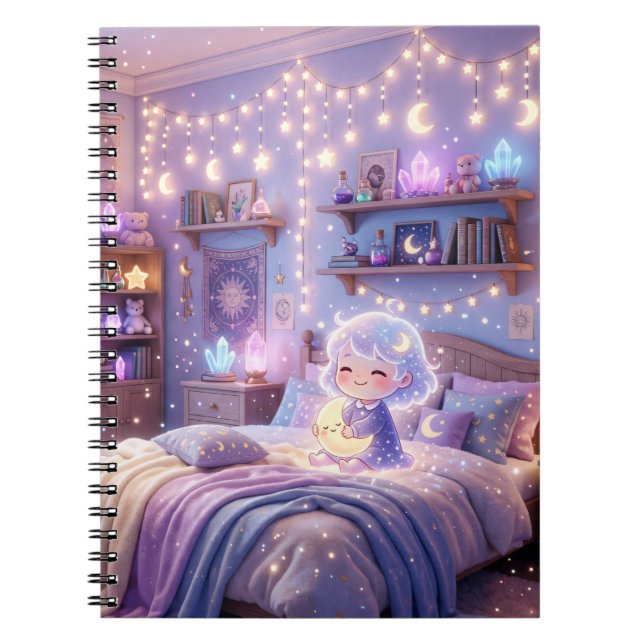Cuaderno en espiral Kawaii Sueños a la luz de la l (Frente)