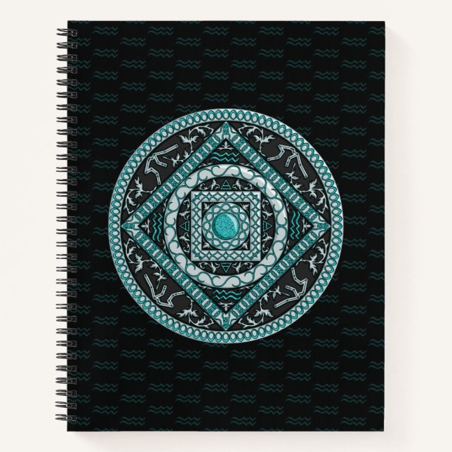 Cuaderno en espiral mandala de Acuario (Anverso)