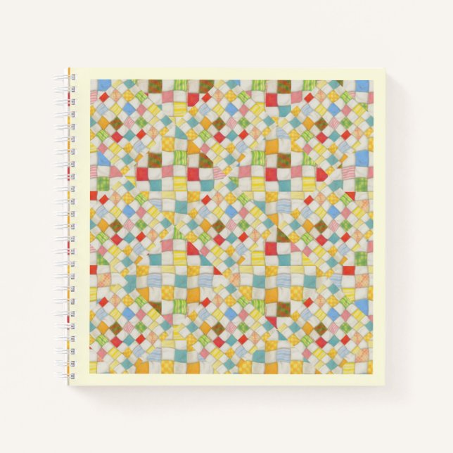 CUADERNO EN ESPIRAL MOSAICO DE PATCHWORK 8.5x8.5 / (Anverso)