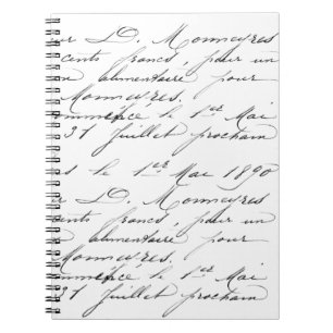 Cuaderno en espiral - muestra de escritura a mano