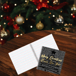 Cuaderno en espiral negro brillante