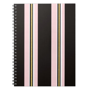 Cuaderno en espiral negro de oro rosa y blanco