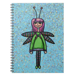 Cuaderno en espiral, niña con libélula adorable