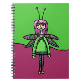 Cuaderno en espiral, niña con libélula linda