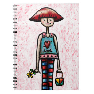 Cuaderno en espiral, niña pelirroja linda con flor