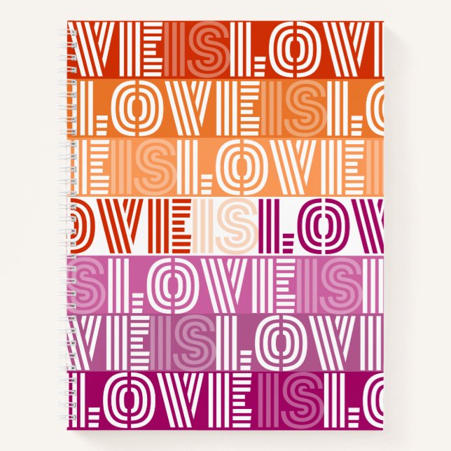 Cuaderno en espiral Orgullo Lésbico El amor es amo (Anverso)