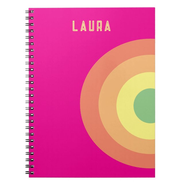 Cuaderno en espiral personalizado arcoíris rosa, m (Frente)
