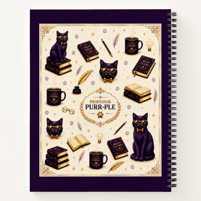 Cuaderno en espiral Professor Purr-Ple™ (Reverso)