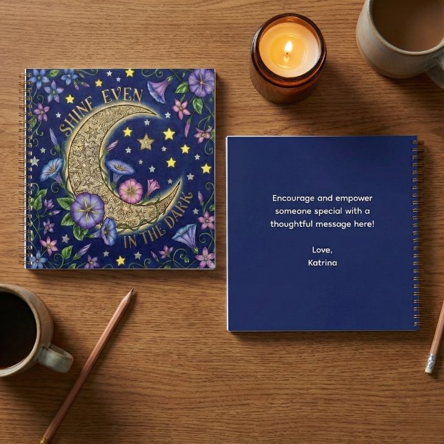 Cuaderno en espiral que brilla incluso en la oscur (Encourage someone to shine with this beautiful personalized moon notebook! )