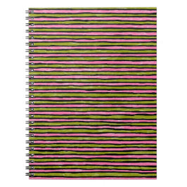 Cuaderno en espiral, rayas pintadas rosa y chartre