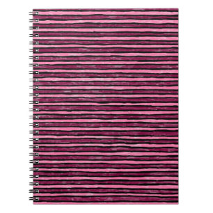 Cuaderno en espiral, rayas pintadas, rosa y magent