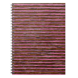 Cuaderno en espiral, rayas pintadas rosa y marrón
