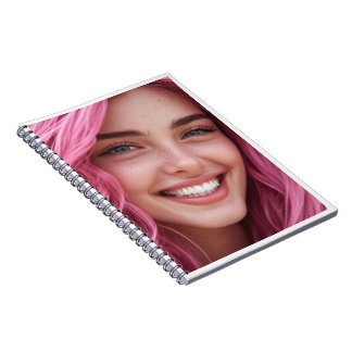 Cuaderno en espiral retrato de mujer sonriente con