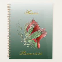 Cuaderno en espiral rojo y verde elegante
