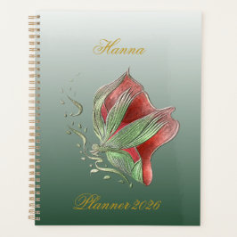 Cuaderno en espiral rojo y verde elegante