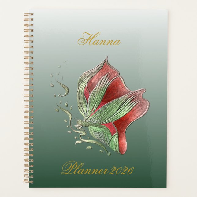 Cuaderno en espiral rojo y verde elegante (Anverso)