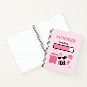 Cuaderno en espiral rosa de carga de verano