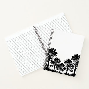 Cuaderno en espiral silueta de árboles negros