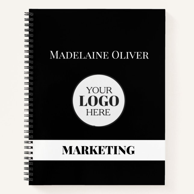 Cuaderno en espiral simple con logotipo en blanco  (Anverso)