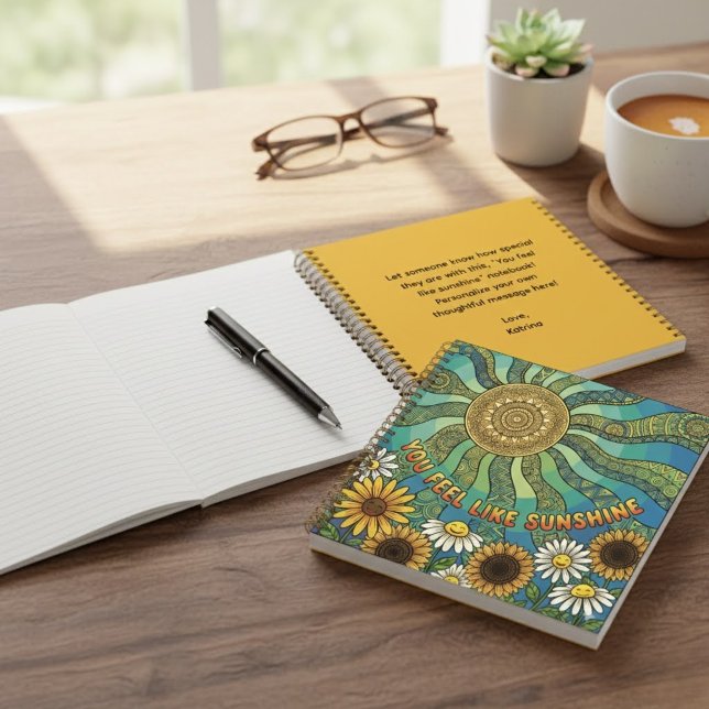 Cuaderno en espiral "Te sientes como la luz del so (Empower someone special with this, "You feel like sunshine" personalized notebook! )