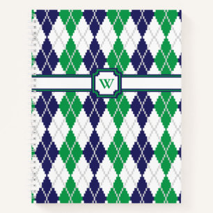Cuaderno en espiral verde Argyle