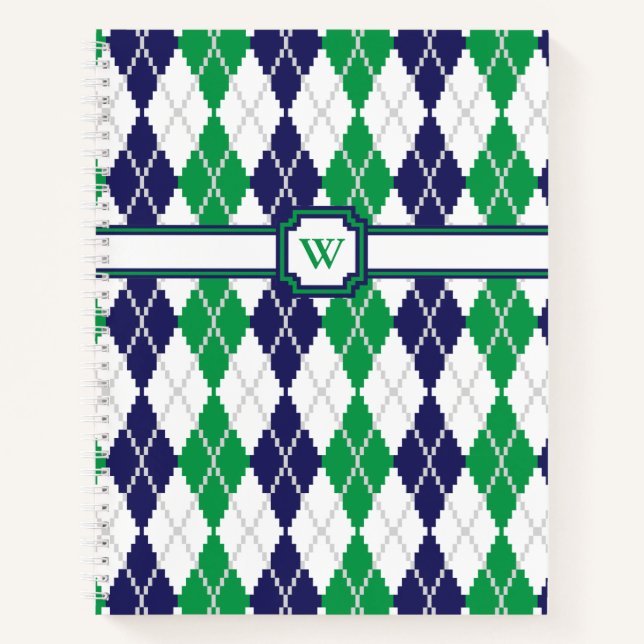 Cuaderno en espiral verde Argyle (Anverso)
