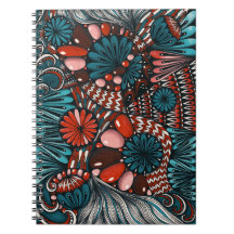 Cuaderno en espiral Zentangle abstracto en azul tu