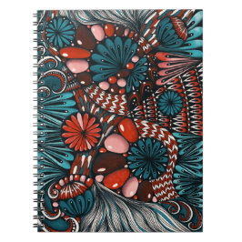 Cuaderno en espiral Zentangle abstracto en azul tu