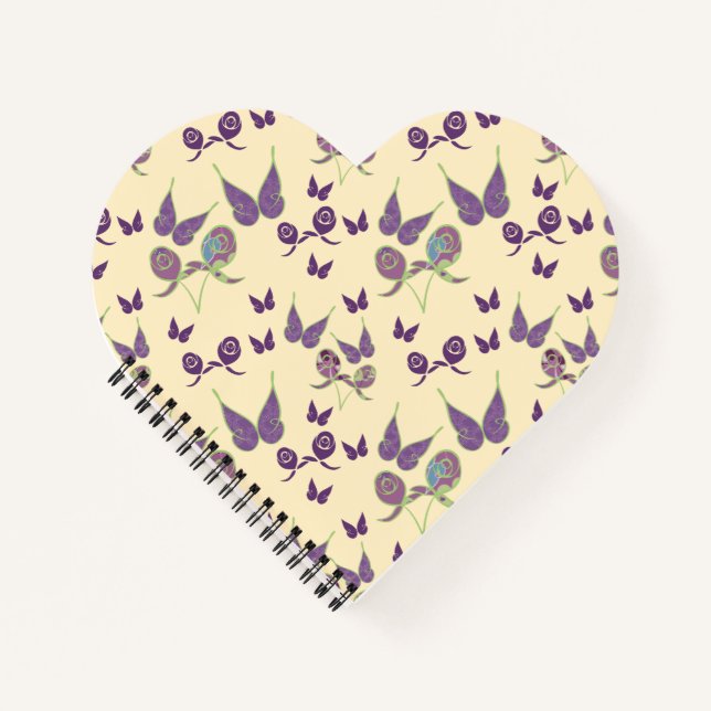 Cuaderno en forma de corazón con alegría de maripo (Anverso)