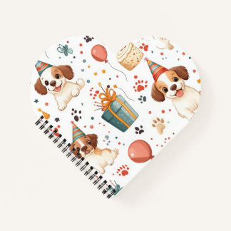 Cuaderno en forma de corazón con diseño de cumplea