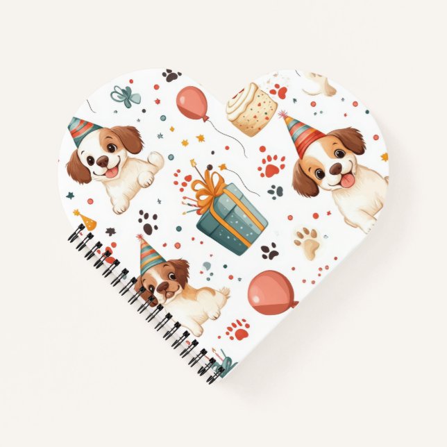 Cuaderno en forma de corazón con diseño de cumplea (Anverso)