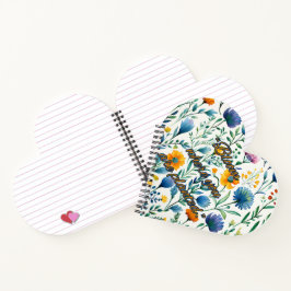 Cuaderno en forma de corazón con espiral botánico