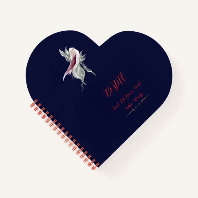Cuaderno en forma de corazón con espiral de aves b (Anverso)