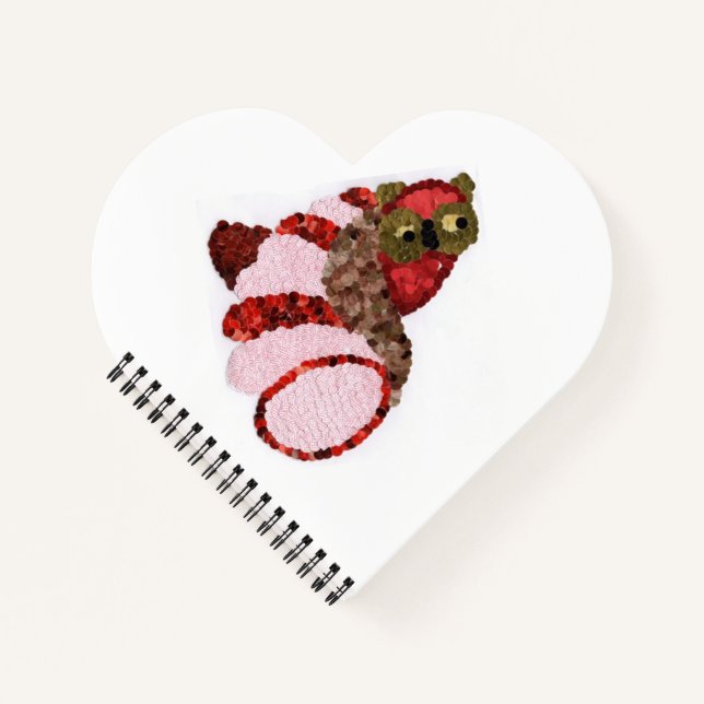 Cuaderno en forma de corazón con espiral de búho (Anverso)