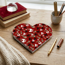 Cuaderno en forma de corazón con lazo vintage rojo