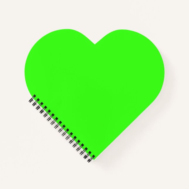 Cuaderno en forma de corazón de color verde neón (Anverso)