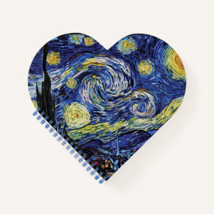 Cuaderno en forma de corazón de Noche estrellada